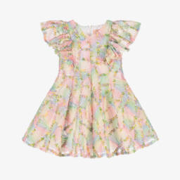 Irpa-Girls Blush Patchwork Tulle Gown | Childrensalon Outlet