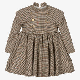 Irpa-Кремово-коричневое платье в клетку | Childrensalon Outlet