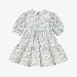 Irpa-فستان كلاسيكي أزرق للبنات بنقشة توال | Childrensalon Outlet