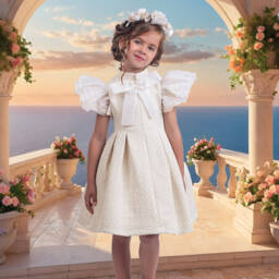 Irpa-Girls Elegant Ivory Bow Gown | Childrensalon Outlet
