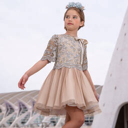 Irpa-Золотистое платье из парчи и тюля | Childrensalon Outlet