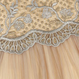 Irpa-Золотистое платье из парчи и тюля | Childrensalon Outlet