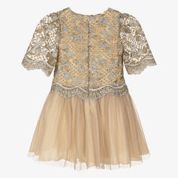 Irpa-Золотистое платье из парчи и тюля | Childrensalon Outlet