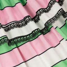 Irpa-Girls Green & Pink Striped Dress | Childrensalon Outlet