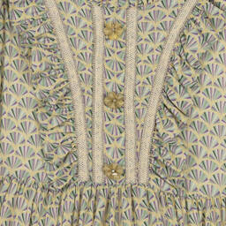 Irpa-Girls Green & Purple Print Viscose Dress | Childrensalon Outlet