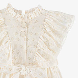 Irpa-Girls Ivory Broderie Anglaise Dress | Childrensalon Outlet