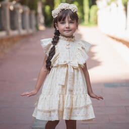 Irpa-Girls Ivory Broderie Anglaise Dress | Childrensalon Outlet
