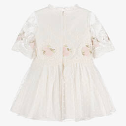 Irpa-Girls Ivory Embroidered Tulle Dress | Childrensalon Outlet