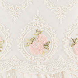 Irpa-Girls Ivory Embroidered Tulle Dress | Childrensalon Outlet