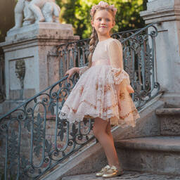 Irpa-فستان تول مطرز لون عاجي | Childrensalon Outlet