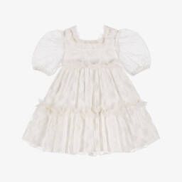 Irpa-Girls Ivory Lace & Tulle Gown | Childrensalon Outlet