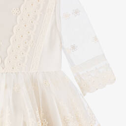 Irpa-Girls Ivory Satin Gown with Lace Tulle | Childrensalon Outlet