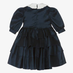 Irpa-Girls Navy Blue Taffeta Dress | Childrensalon Outlet