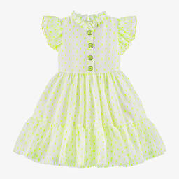 Irpa-Girls Neon Green Plumeti Dress | Childrensalon Outlet