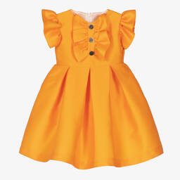 Irpa-Girls Orange Bow Dress | Childrensalon Outlet