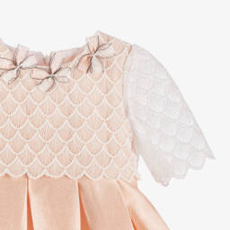 Irpa-Платье из персикового атласа с кружевной отделкой для девочек | Childrensalon Outlet