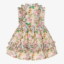 Irpa-Розовое платье в цветочек с рюшами | Childrensalon Outlet