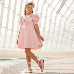 Irpa-Girls Pink Polka Dot Dress  | Childrensalon Outlet