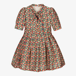 Irpa-Girls Red Geometric Satin Dress | Childrensalon Outlet