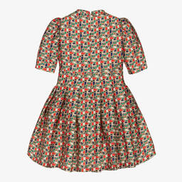 Irpa-Girls Red Geometric Satin Dress | Childrensalon Outlet