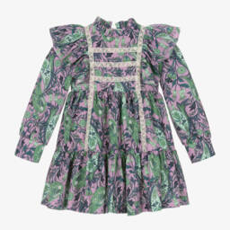 Irpa-فستان بطبعة ورود ساتان لون بنفسجي | Childrensalon Outlet