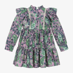 Irpa-فستان بطبعة ورود ساتان لون بنفسجي | Childrensalon Outlet