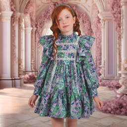 Irpa-فستان بطبعة ورود ساتان لون بنفسجي | Childrensalon Outlet