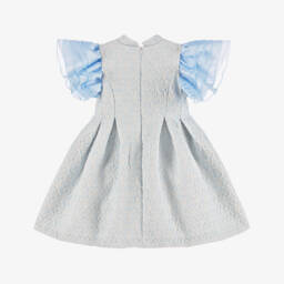 Irpa-Girls Shimmery Blue Bow Gown | Childrensalon Outlet