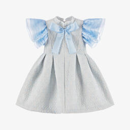 Irpa-Girls Shimmery Blue Bow Gown | Childrensalon Outlet