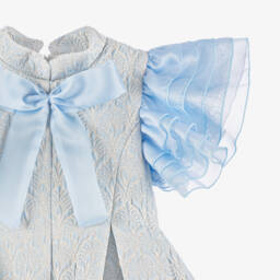Irpa-Girls Shimmery Blue Bow Gown | Childrensalon Outlet