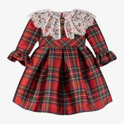 Irpa-Girls Tartan Lace Collar Dress | Childrensalon Outlet