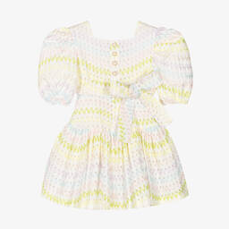 Irpa-فستان قطن برودوري لون أبيض | Childrensalon Outlet