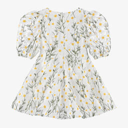 Irpa-فستان أورغانزا لون أبيض مطرز بورود | Childrensalon Outlet