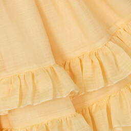 Irpa-Girls Yellow Puffed Sleeve Dress | Childrensalon Outlet