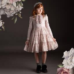 Irpa-Pink Glitter Lace Dress | Childrensalon Outlet