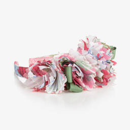 إيربا-طوق للشعر لون أبيض وزهري مزين بورود | Childrensalon Outlet