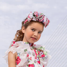 إيربا-طوق للشعر لون أبيض وزهري مزين بورود | Childrensalon Outlet