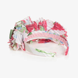 إيربا-طوق للشعر لون أبيض وزهري مزين بورود | Childrensalon Outlet