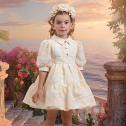 Irpa-فستان بناتي بنقشة توال صفراء | Childrensalon Outlet