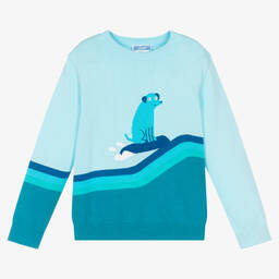 جاكادي باريس-بلوفر قطن عضوي محبوك لون أزرق للأولاد | Childrensalon Outlet