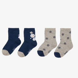 Jacadi Paris-جوارب أطفال ولادي قطن محبوك لون كحلي (عدد 2) | Childrensalon Outlet