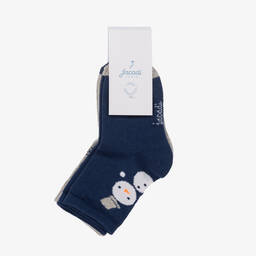 Jacadi Paris-جوارب أطفال ولادي قطن محبوك لون كحلي (عدد 2) | Childrensalon Outlet