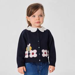 Jacadi Paris-Girls Blue Cotton Cardigan | Childrensalon Outlet