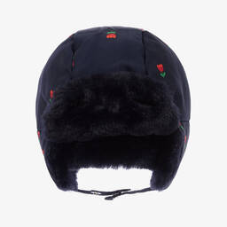 جاكادي باريس-قبعة أطفال بناتي لون كحلي بطبعة ورود | Childrensalon Outlet