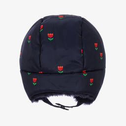 جاكادي باريس-قبعة أطفال بناتي لون كحلي بطبعة ورود | Childrensalon Outlet