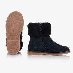 Jacadi Paris-Girls Blue Suede Ankle Boots  | Childrensalon Outlet