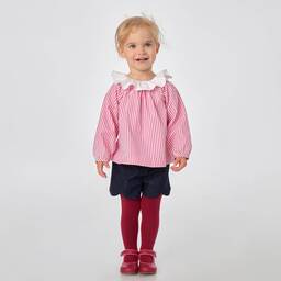 Jacadi Paris-Girls Pink Striped Poplin Blouse | Childrensalon Outlet
