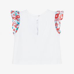 Jacadi Paris-Girls White Liberty T-Shirt | Childrensalon Outlet