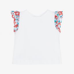 Jacadi Paris-Girls White Liberty T-Shirt | Childrensalon Outlet