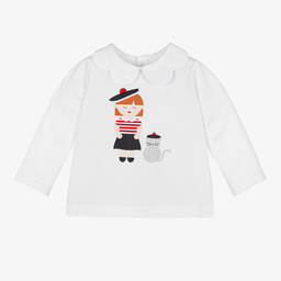 Jacadi Paris-Girls White Organic Cotton Top | Childrensalon Outlet